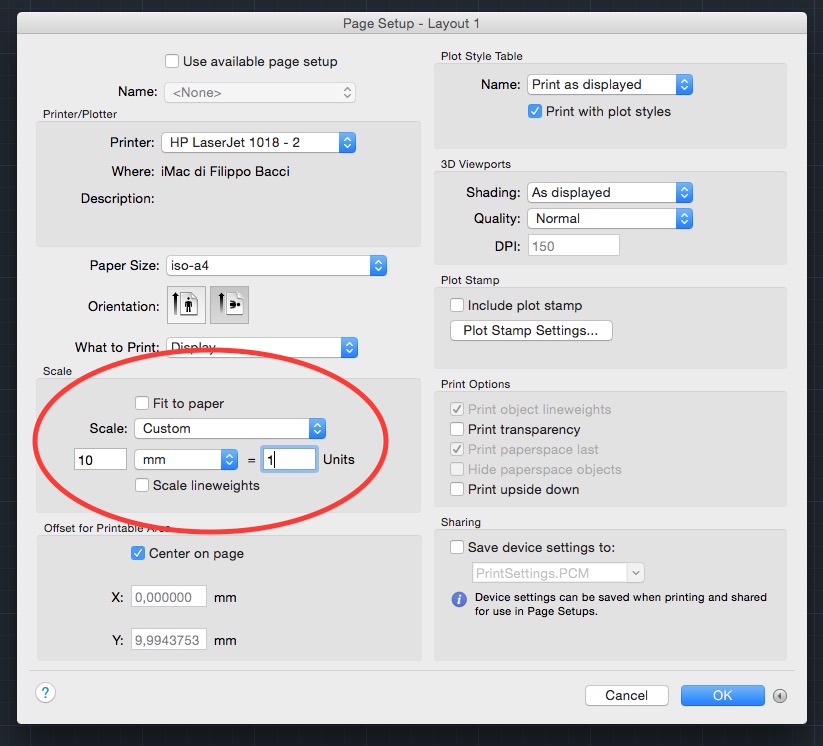 stampa scala autocad